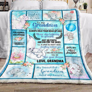 Elephant Letter to Grandma Fleece Blanket | Gift for Grandma