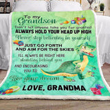 Grandma To Grandson Dinosaur Fleece Blanket | Gift for Grandson