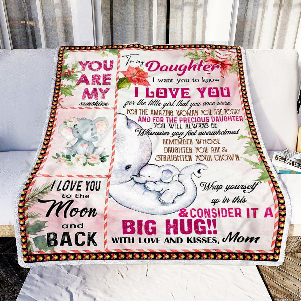Mom To Daughter Elephant Fleece Blanket | Gift for Daughter