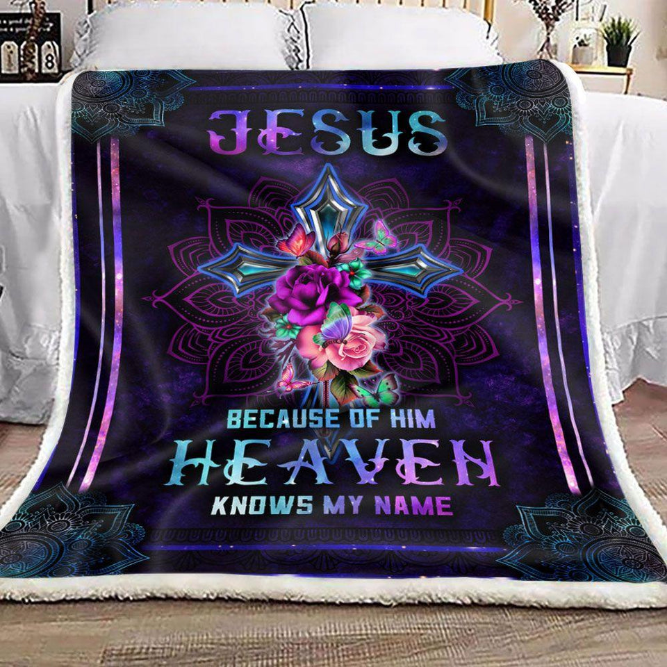 Fleece Blanket Purple Mandala Jesus Faith Fleece Blanket Print 3D, Unisex, Kid, Adult - Love Mine Gifts