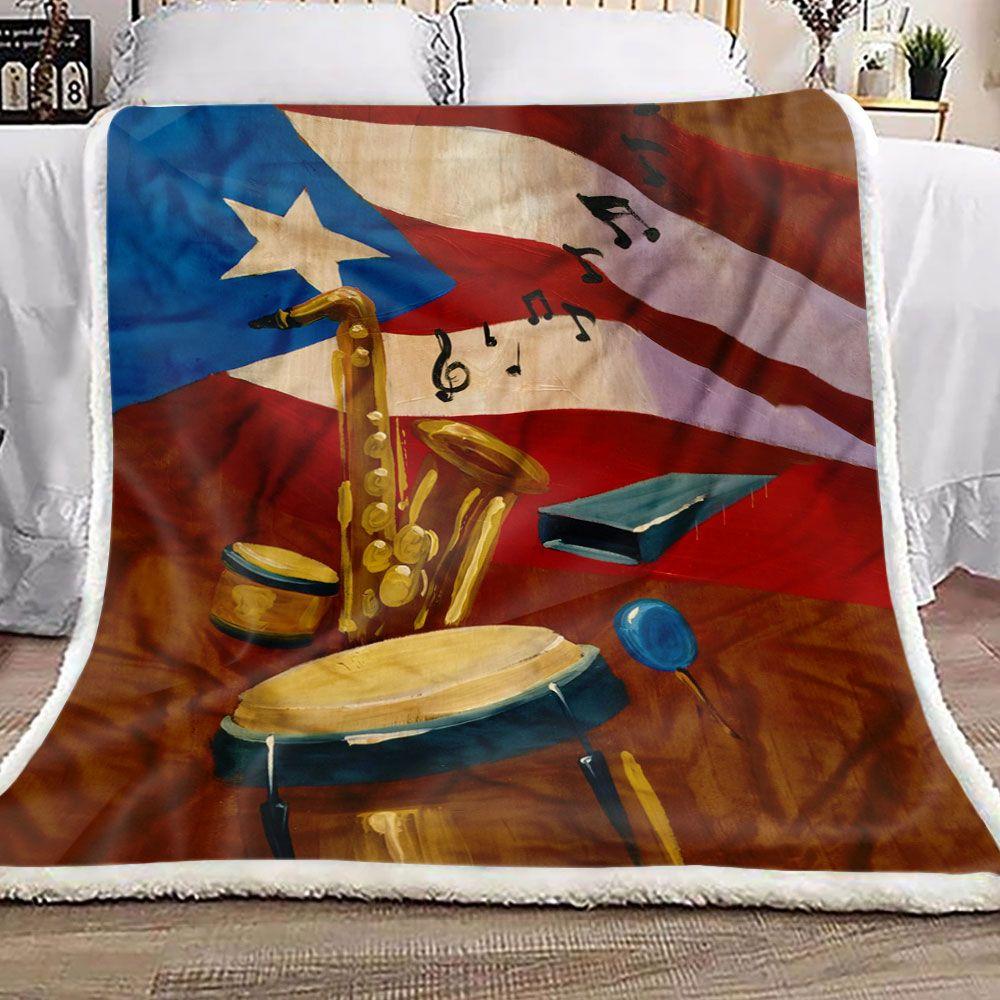 Puerto Rico Music Instruments Fleece Blanket