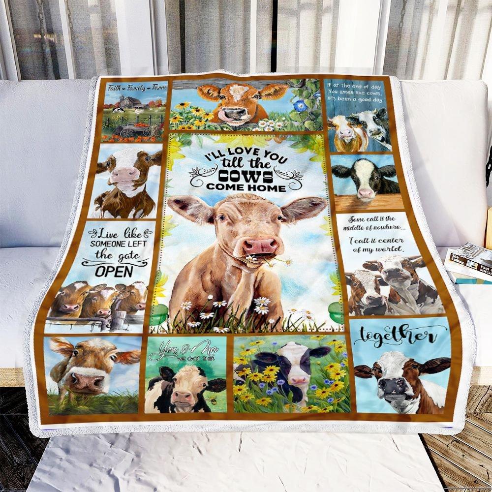 Fleece Blanket Cow Lover, I'll Love You Till The Cows Come Home Fleece Blanket Print 3D, Unisex, Kid, Adult - Love Mine Gifts