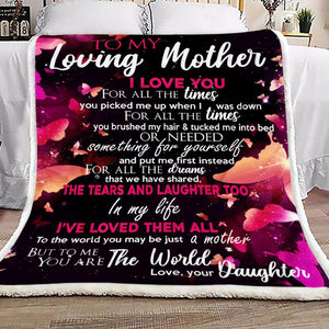 Daughter To Mom Butterfly Fleece Blanket | Gift for Mom