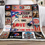 Puerto Rico Keep Calm and Love Baseball Fleece Blanket
