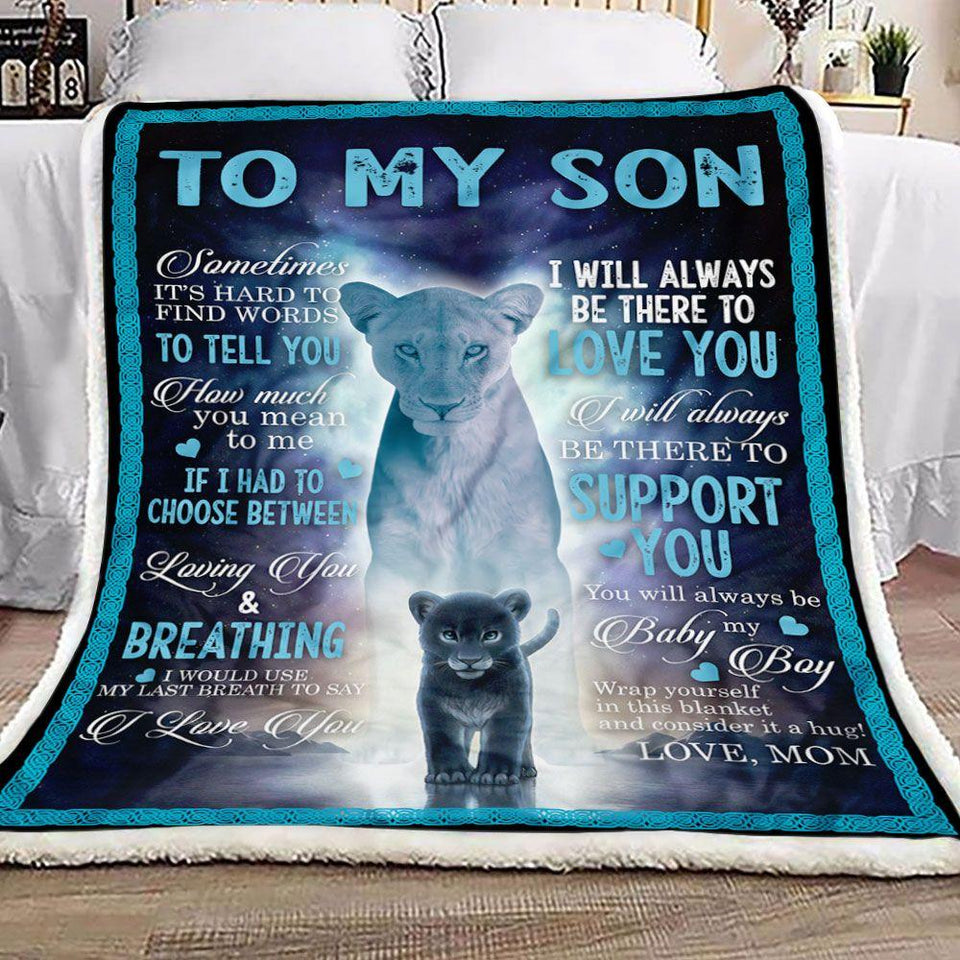 Mom To Son Lion Fleece Blanket | Gift for Son