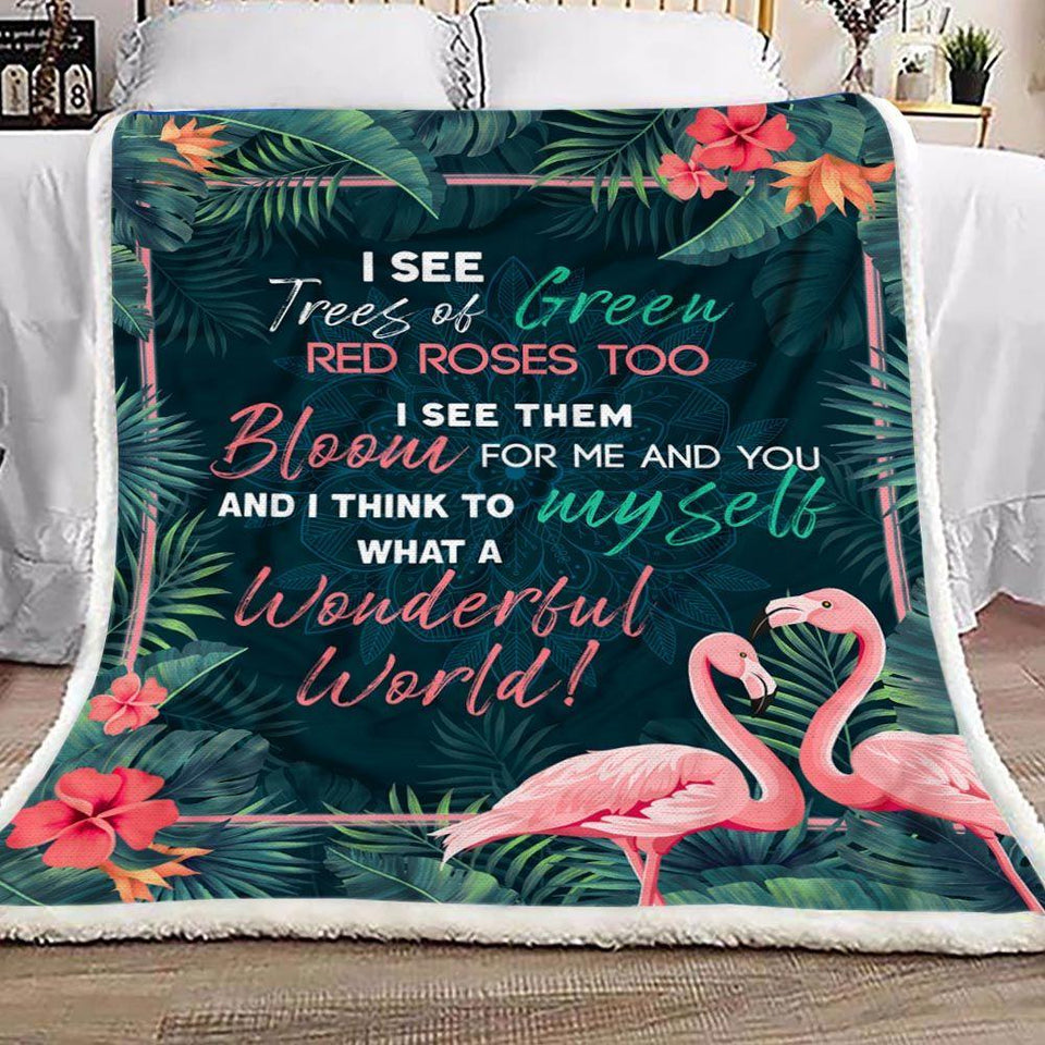 Fleece Blanket Tropical Flamingo Fleece Blanket Print 3D, Unisex, Kid, Adult - Love Mine Gifts