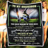 To Grandson Soccer Fleece Blanket | Gift for Grandson