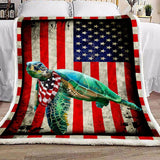 Fleece Blanket Turtle America Personalized Custom Name Date Fleece Blanket Print 3D, Unisex, Kid, Adult - Love Mine Gifts