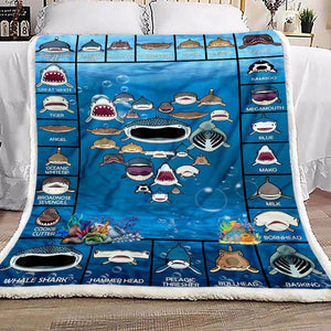 Fleece Blanket Shark Faces 2 Personalized Custom Name Date Fleece Blanket Print 3D, Unisex, Kid, Adult - Love Mine Gifts