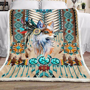 Fleece Blanket Native American Fox Fleece Blanket Print 3D, Unisex, Kid, Adult - Love Mine Gifts