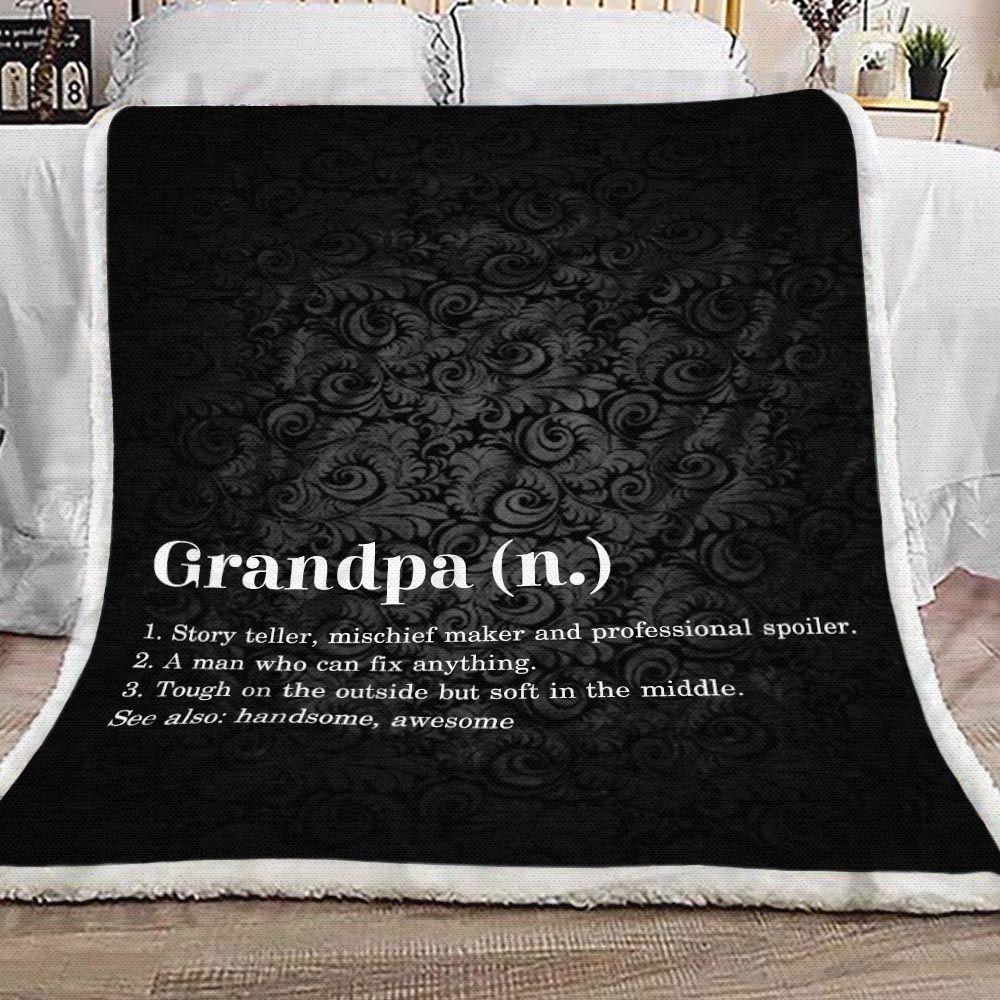 Fleece Blanket Grandpa Definition Personalized Custom Name Date Fleece Blanket Print 3D, Unisex, Kid, Adult | Gift For Grandpa - Love Mine Gifts