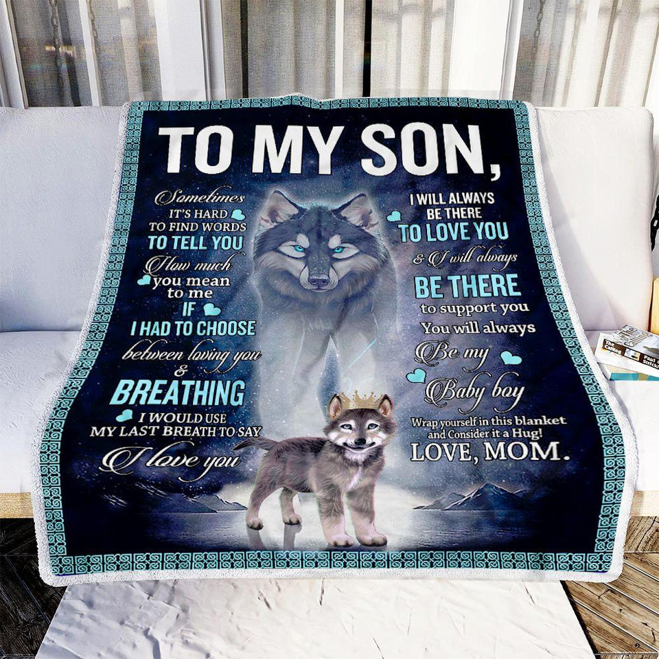 To My Son Wolf Dad Fleece Blanket | Gift for Daughter
