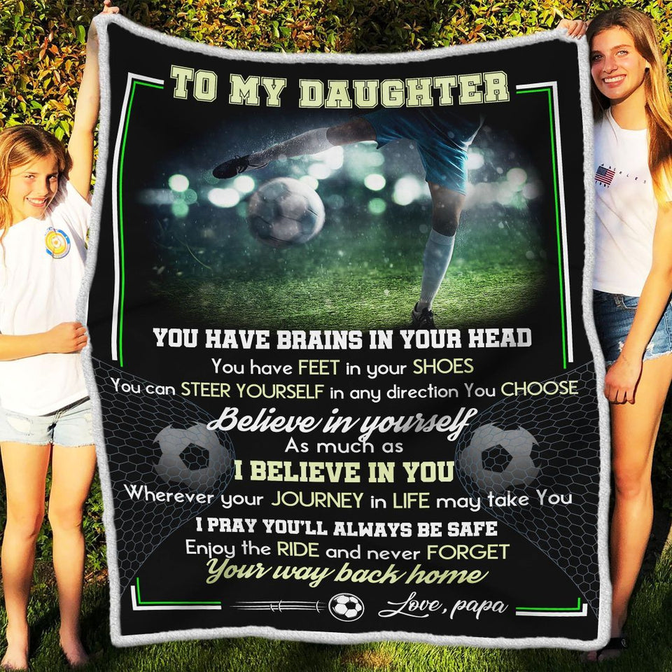 To Daughter Soccer Fleece Blanket | Gift for Daughter