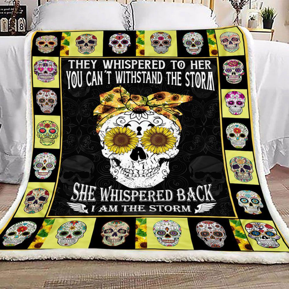 Sugar Skull Sunflower Fleece Blanket
