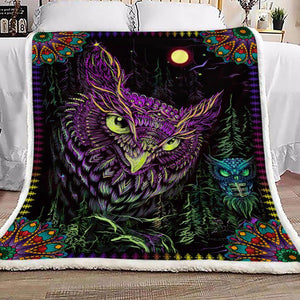 Fleece Blanket Purple Owl Fleece Blanket Print 3D, Unisex, Kid, Adult - Love Mine Gifts