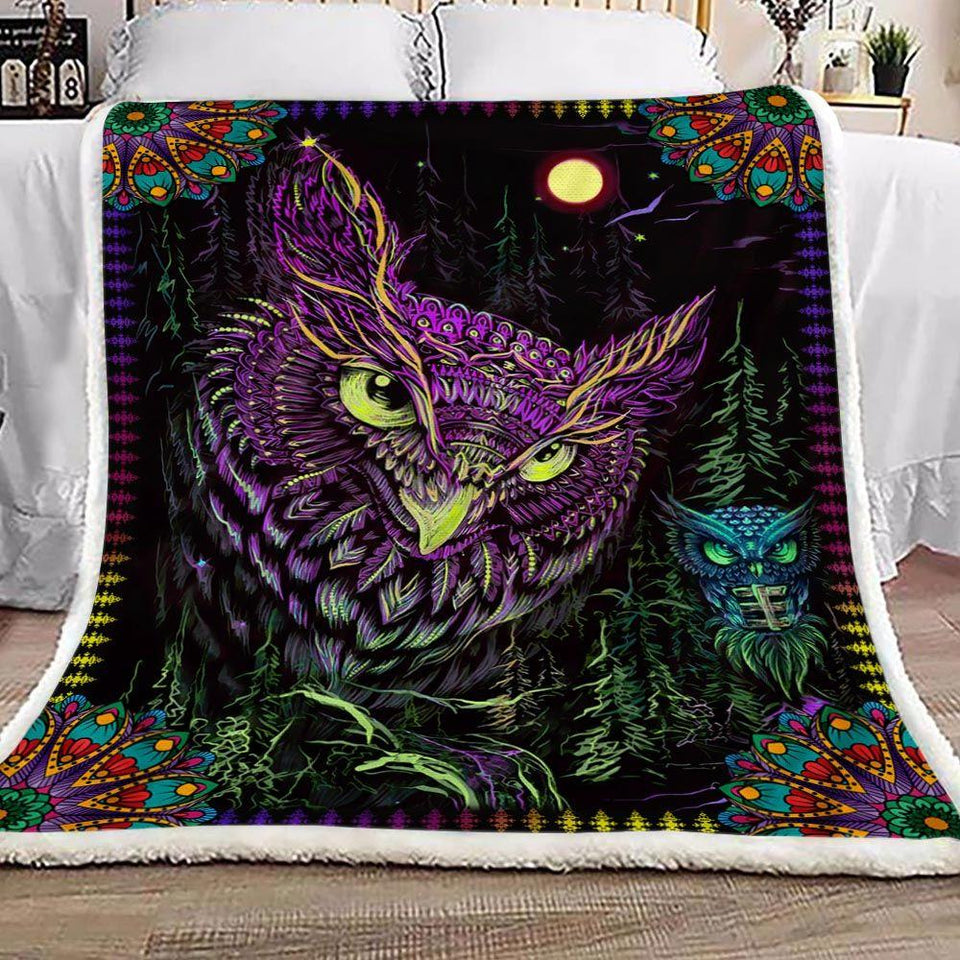 Fleece Blanket Purple Owl Fleece Blanket Print 3D, Unisex, Kid, Adult - Love Mine Gifts