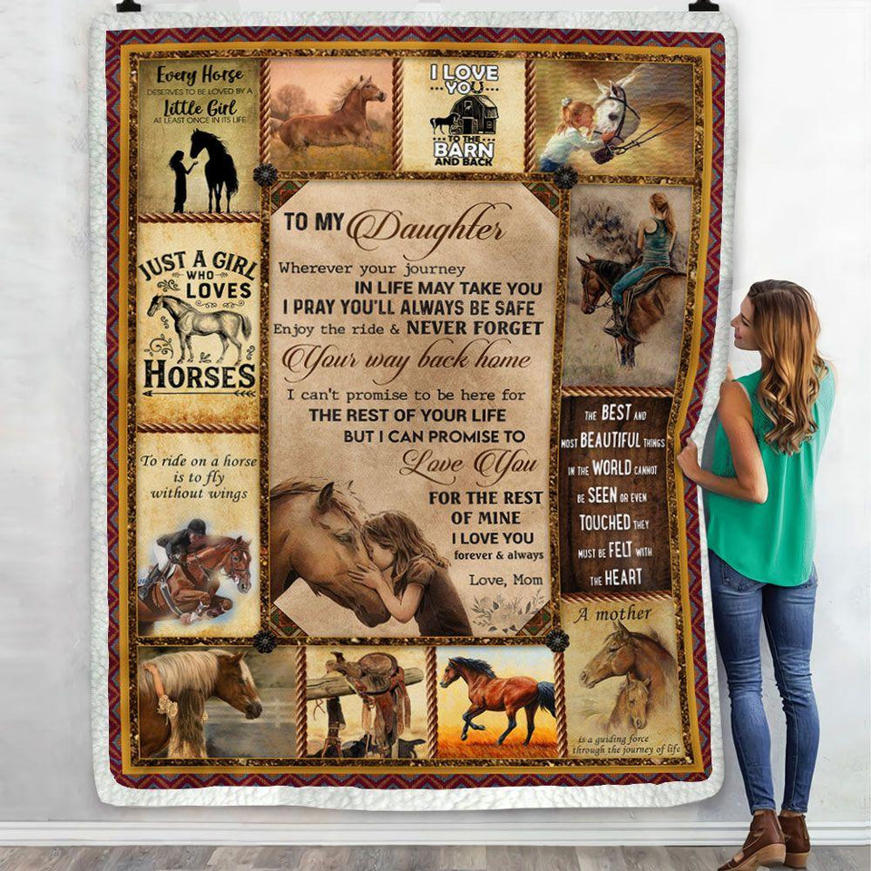 To My Daughter Horse Lover Fleece Blanket | Gift for Daughter