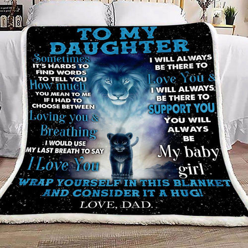 To My Daughter Lion Dad Fleece Blanket | Gift for Daughter