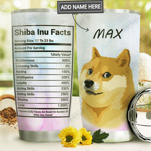 Tumbler Shiba Inu Facts Personalized Mda2010030 Stainless Steel Tumbler Travel Customize Name, Text, Number, Image - Love Mine Gifts