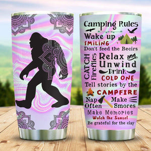 Tumbler Personalized Bigfoot Camping Rules Stainless Steel Tumbler - Love Mine Gifts