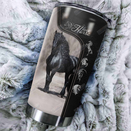 Tumbler Personalized Black And White Horse Th2310157Cl Stainless Steel Tumbler Travel Customize Name, Text, Number, Image - Love Mine Gifts