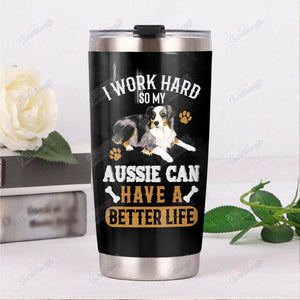 Tumbler Personalized Australian Shepherd Dog Th0311192Cl Stainless Steel Tumbler Customize Name, Text, Number - Love Mine Gifts