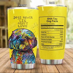 Tumbler Personalized Nutritional Facts Shih Tzu Th0711146Cl Stainless Steel Tumbler Travel Customize Name, Text, Number, Image - Love Mine Gifts