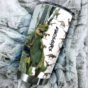 Tumbler Dinosaur Tac061065 Stainless Steel Tumbler Travel Customize Name, Text, Number, Image - Love Mine Gifts