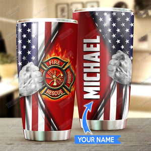 Tumbler Firefighter Personalized Mmc201047 Stainless Steel Tumbler Travel Customize Name, Text, Number, Image - Love Mine Gifts