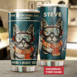 Tumbler Skiing Cat Personalized Mmc171011Tt Stainless Steel Tumbler Travel Customize Name, Text, Number, Image - Love Mine Gifts