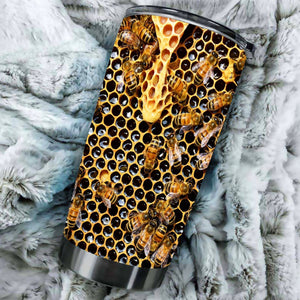 Tumbler Bee Hive Personalized Name Stainless Steel Stainless Steel Tumbler Customize Name, Text, Number Dgmre - Love Mine Gifts