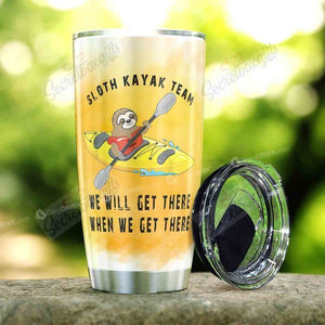 Tumbler Sloth Kayak Team Stainless Steel Tumbler Travel Customize Name, Text, Number, Image P98T9 - Love Mine Gifts