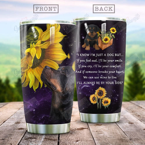 Tumbler Rottweiler Sunflower Hr0701054P Personalized Stainless Steel Tumbler Customize Name, Text, Number - Love Mine Gifts