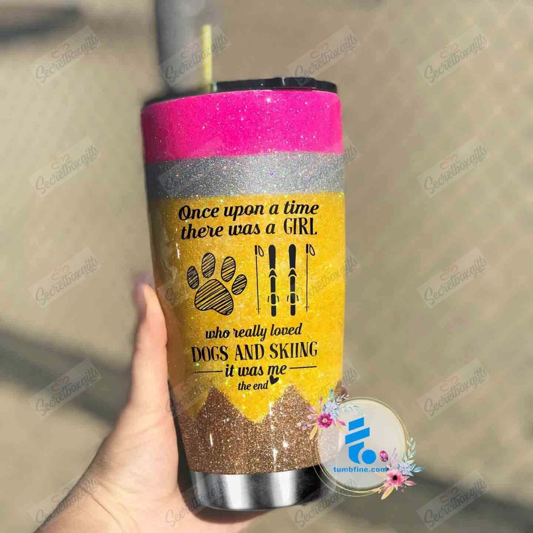 Tumbler Love Dogs N Skiing Lnt18120911 Personalized Stainless Steel Tumbler Customize Name, Text, Number - Love Mine Gifts