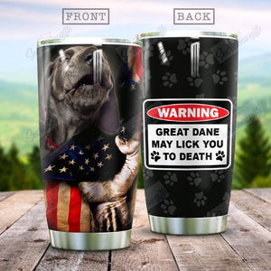Tumbler Great Dane American Flag Dt301203P Personalized Stainless Steel Tumbler Customize Name, Text, Number - Love Mine Gifts