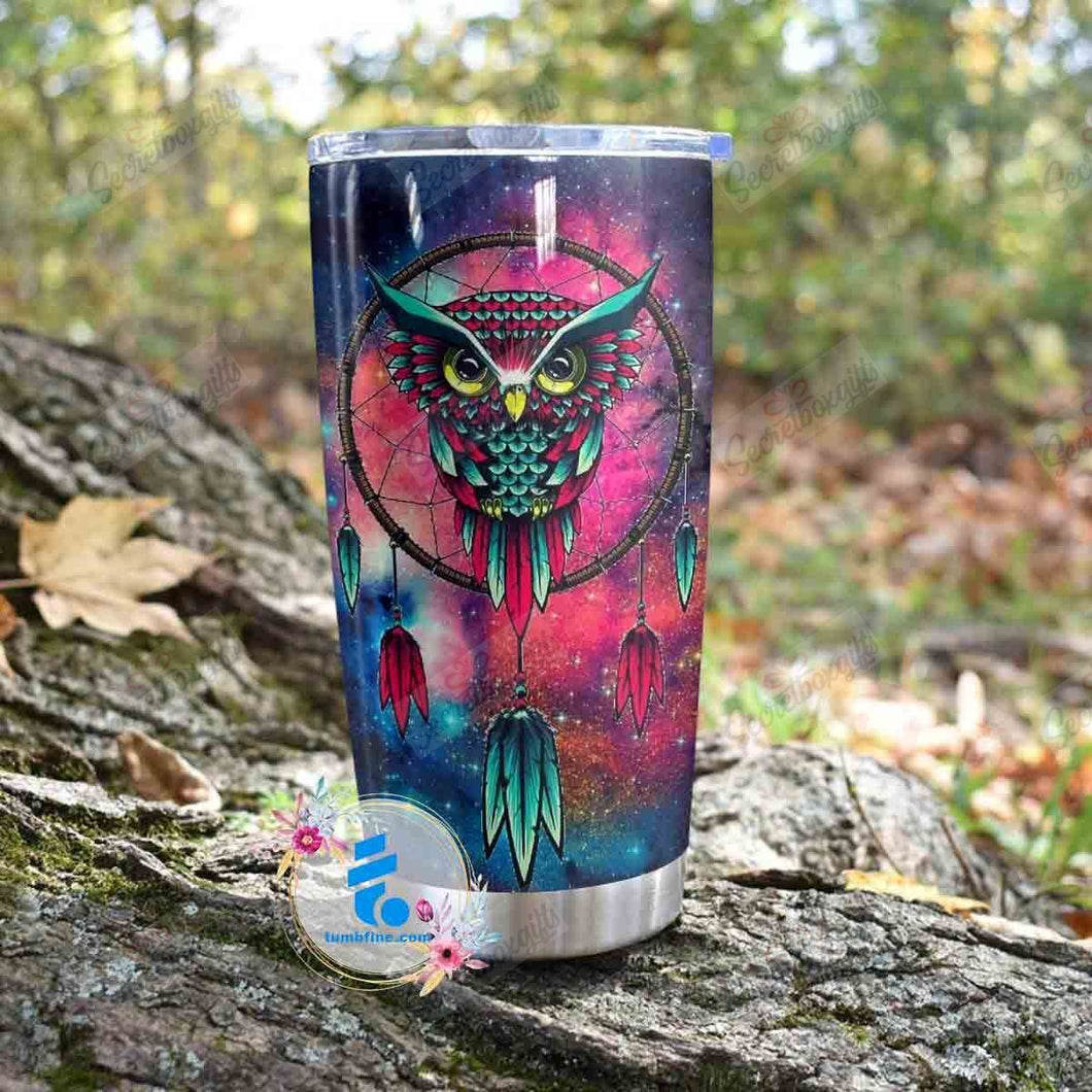 Tumbler Owl Mandala Dream Catcher Lnt18123212 Personalized Stainless Steel Tumbler Customize Name, Text, Number - Love Mine Gifts