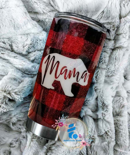 Tumbler Mama Bear Plaid Lnt18120813 Personalized Stainless Steel Tumbler Customize Name, Text, Number - Love Mine Gifts