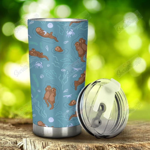 Tumbler Personalized Sea Otters Pattern Nc1111391Cl Stainless Steel Tumbler Travel Customize Name, Text, Number, Image - Love Mine Gifts