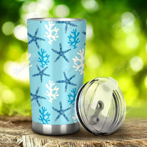 Tumbler Personalized Blue Starfish Coral Reef Pattern Nc1211416Cl Stainless Steel Tumbler Travel Customize Name, Text, Number, Image - Love Mine Gifts