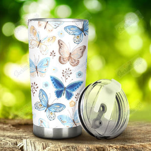 Tumbler Personalized Blue Butterfly Pattern Nc1211527Cl Stainless Steel Tumbler Travel Customize Name, Text, Number, Image - Love Mine Gifts