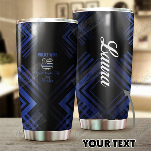 Tumbler Personalized Police Wife Nc1211596Cl Stainless Steel Tumbler Travel Customize Name, Text, Number, Image - Love Mine Gifts