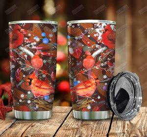 Tumbler Personalized Cardinal Bird Nc1411402Cl Stainless Steel Tumbler Customize Name, Text, Number - Love Mine Gifts