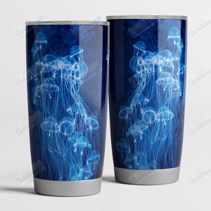 Tumbler Personalized Blue Jellyfish Nc1411731Cl Stainless Steel Tumbler Customize Name, Text, Number - Love Mine Gifts