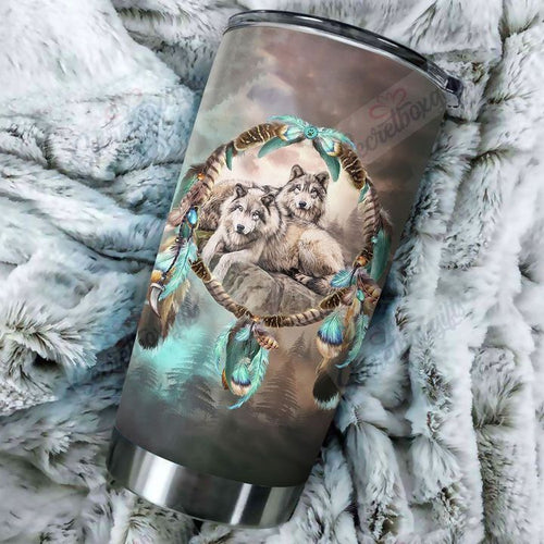 Tumbler Personalized Native Wolf Nc1411141Cl Stainless Steel Tumbler Customize Name, Text, Number - Love Mine Gifts