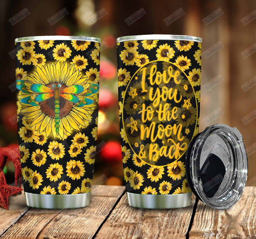 Tumbler Personalized Dragonfly Sunflower Nc1411399Cl Stainless Steel Tumbler Customize Name, Text, Number - Love Mine Gifts