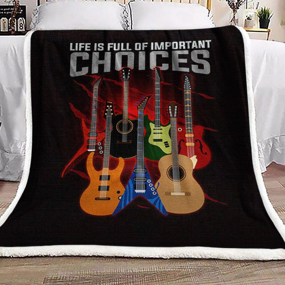 Fleece Blanket Guitar Personalized Custom Name Date Fleece Blanket Print 3D, Unisex, Kid, Adult Life Is Full Of Important Choices - Love Mine Gifts