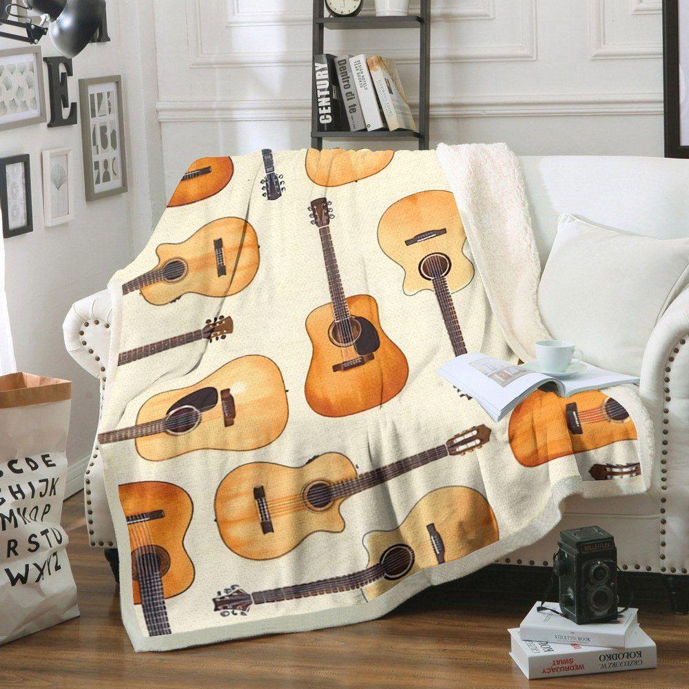 Fleece Blanket Guitar Fleece Blanket Print 3D, Unisex, Kid, Adult Guitar Lover 2 - Love Mine Gifts