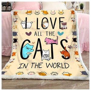Cat Fleece Blanket Love All The Cats In The World