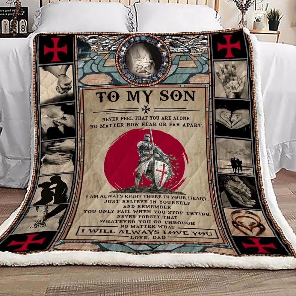 To My Son Fleece Blanket From Warrior Dad - Gift For Son | Family Blanket