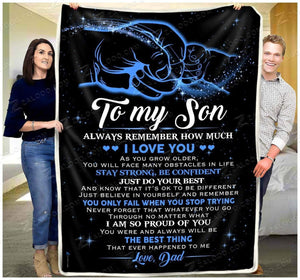 Dad To Son Fleece Blanket I Love You - Gift For Son | Family Blanket